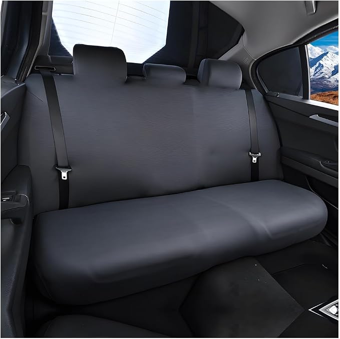 Car Back Seat Cover, Scratchproof Rear Bench Protector, Black | Elastic fabric surface, smooth comfortable touch, washable design, fits most cars SUVs and trucks, automotive accessories by Unknown