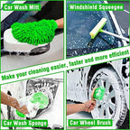 Lezcufer 17Pcs Car Wash Kit,62" Car Wash Brush Mop with Long Handle,Car Cleaning Kit,Car Detailing Brush Set,Car Wash Bucket,Car Wheel Brush,Complete Interior Car Cleaning Supplies - Image 7