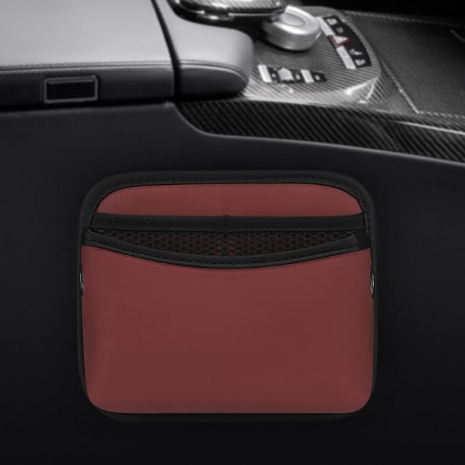 Accmor Universal Car Side Pocket Organizer, PU Leather Pouch for Car Seat, Door, Window, Console, Cards Trash Cell Phone Sunglasses Holder, Car Accessories, Red - Image 5