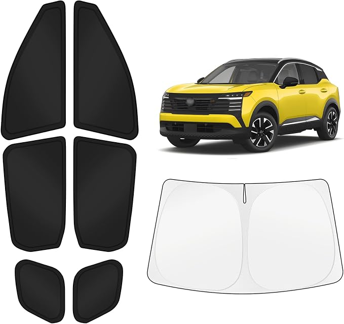 KUST Car Window Shades for Nissan Kicks 2025-2026 Windshield Sun Shade Side Window Cover UV Block Privacy Protection Accessories for Camping Blackout Rear Back Full Set 7PCS by KUST