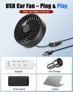 USB Car Vent Fan, 3-Speed Quiet Brushless Hook Mount Air Circulator | 5V 360°rotatable clip-on fans,mini soft airflow for driver, fits car/truck/SUV/Van/RV, plug in auto fan non-rechargeable - Image 7