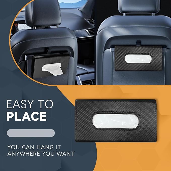 ASUBHA Car Tissue Holder, Sun Visor Organizer, Rectangular Sun Visor Napkin, Visor Accessories Car Napkin Holder Universal for Cars, SUVs, Trucks (Black) - Image 4