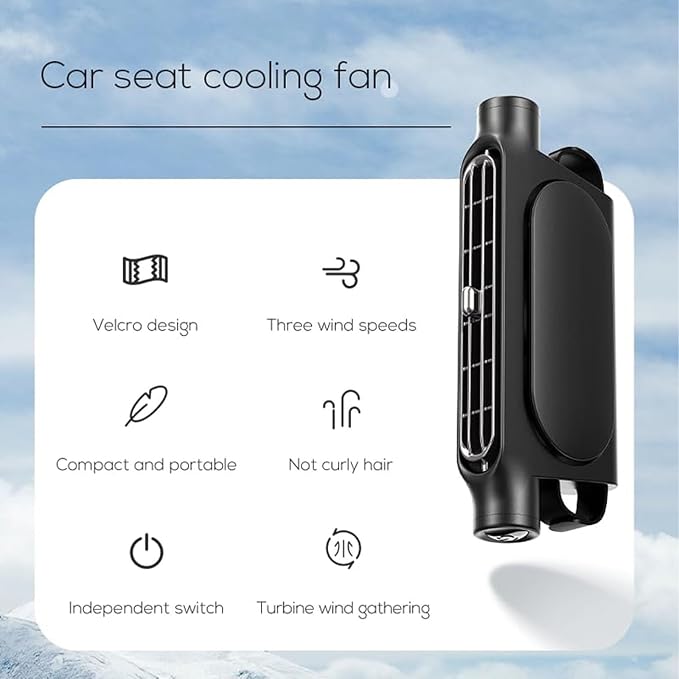Car Seat Fan for Backseat for Kids, Mini Portable Battery Operated Back Seat Baby Quiet Headrest Neck Cooling AC Fan with 3 Adjustable Wind Speeds for All Cars Vehicle RV Truck(BEIGE) - Image 3