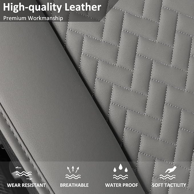 West Llama Full Set Car Seat Covers for Front and Rear Bottom Seats Only, Luxury PU Leather Car Seat Pads Protectors Waterproof and Wear-Resistant,Gray - Image 5