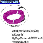 ZIMISI EL Wire Car Interior LED Strip Lights, Neon Light Strip (Purple) | 5V 16FT Car Ambient Lighting Decorations with Sewing Edge, USB Electroluminescent Car Interior Lights with Fuse Protection - Image 2
