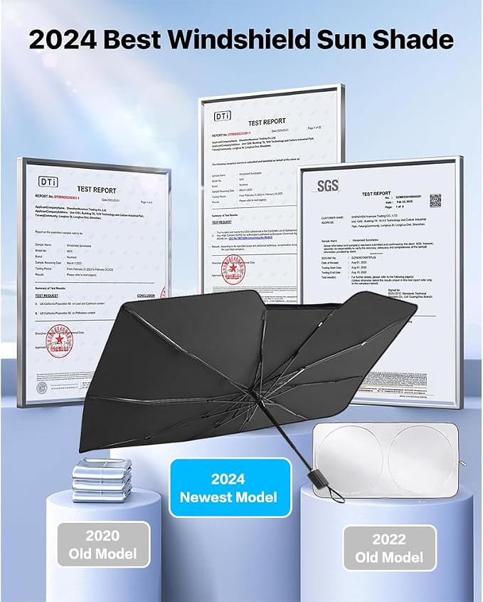 ZDLYH Car Windshield Sun Shade Umbrella,Nano Ice Crystal Cooling, UV Ray Reflector,Protect Interior & Keep Cool,Convenient Storage,Fit for Most Sedan/Business/Compact/Hatchbak car(Medium (55 * 32in) - Image 4