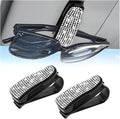 HZEL 2PCS Bling Sunglasses Holder for Car Visor, Crystal Rhinestone Sun Visor Eyeglasses and Ticket Card Mount Clip, Shiny Diamond Auto Glasses Hanger Holder, Universal for Vehicles (White) by Unknown