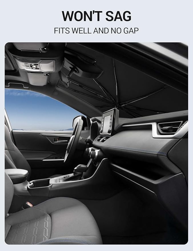 Proadsy Custom Fit Windshield Sun Shade Umbrella for 2023-2026 Mazda CX-50 | Advanced Ice Crystal Material, -54°F Cooler, Zero-Gap Sunblock, Instant Setup & Foldable Design for Summer Parking, Daily Use - Image 7