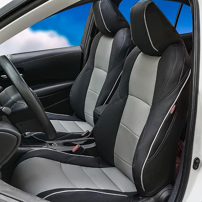 CocheFamilia Custom Fit RAV4 Car Seat Cover for Select Toyota RAV4 2021-2024 Prime SE,XSE & 2019 2020 2021 2022 2023 2024 2025 Hybrid/PHEV SE,XSE - Full Set,Leather(Black and Grey) by CocheFamilia
