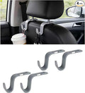 4PCS Car Seat Headrest Hook, Multi-Purpose Seat Back Hanger Purse Bag Handbag Organizer, Auto Interior Backseat Storage Hook Holder for Coat Hat Grocery Umbrella, Universal Fit (Gray) by Unknown