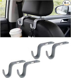 4PCS Car Seat Headrest Hook, Multi-Purpose Seat Back Hanger Purse Bag Handbag Organizer, Auto Interior Backseat Storage Hook Holder for Coat Hat Grocery Umbrella, Universal Fit (Gray) by Unknown