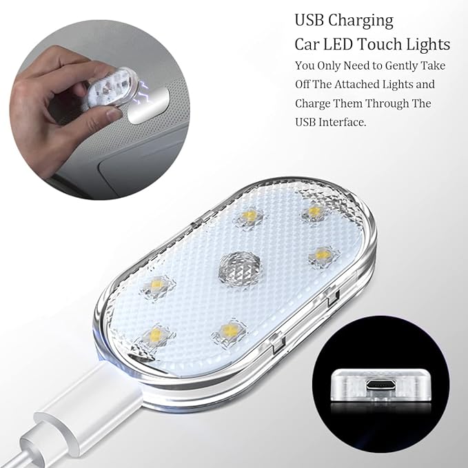 2 PCS Car Led Lights Interior,7 Colors Ambient Lighting Car Interior,USB Rechargeable Car Interior Reading Light,Portable Led Lights for Car - Image 4