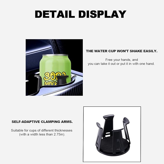 Zpana Car Slim Can Cup Holder Adapter, Vehicle Energy Drink Holder Insert, Reversible Wiggle Free Automotive Cup Holder Expander Accessories, Universal for SUV, Sedan, Truck(1PC) - Image 4