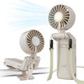 GROWNSY 4-in-1 Portable Baby Stroller Fan with Clip & Night Light, Beige | Foldable & Rechargeable, 4 Adjustable Wind Speed for Handheld/Car Seat/Carrier/Beach/Travel/Crib/Camping by GROWNSY