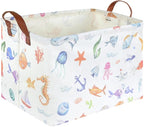 Rectangle Fish Basket,Ocean Animals Waterproof Kids foldable Laundry Basket,Nursery Hamper,Boys and Girls Hamper,kids Room decor, kids toy organizer,Gift basket(Ocean Animals) by FXOCSHE