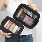 Travel Clear Makeup Bag Set, TSA Approved Cosmetic Bag Case with Zipper Portable Makeup Pouch Toiletry Bag Traveling Cosmetic Organizer Storage Bag Car Organizer Car Essentials - Image 2