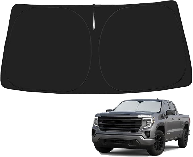 Proadsy Custom Fit 2019-2026 GMC Sierra Windshield Sun Shade, Blocks Heat | 240T Heat Shield, Drops Temp 54°F, Blocks 99% UV, Prevents Dashboard Cracking, Summer Parking & Beach Trips, Easy Twist-Fold by Proadsy