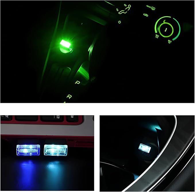 4 PCS USB LED Car Interior Atmosphere Lamp, Mini Night Light Plug-In Trunk Ambient Lighting Kit, Portable USB Interface LED Lamp Interior Decoration for Vehicle Home Office (Green) - Image 5
