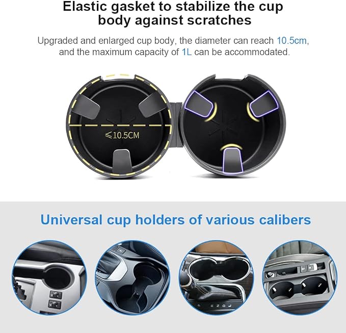 JINKEY Dual Cup Holder Expander for Car, 2 in 1 Multifunctional Large Car Cup Holder Expander Adapter with Adjustable Base, All Purpose Car Cup Holder for Bottles Cups Drinks Snack Organizer Grey - Image 5