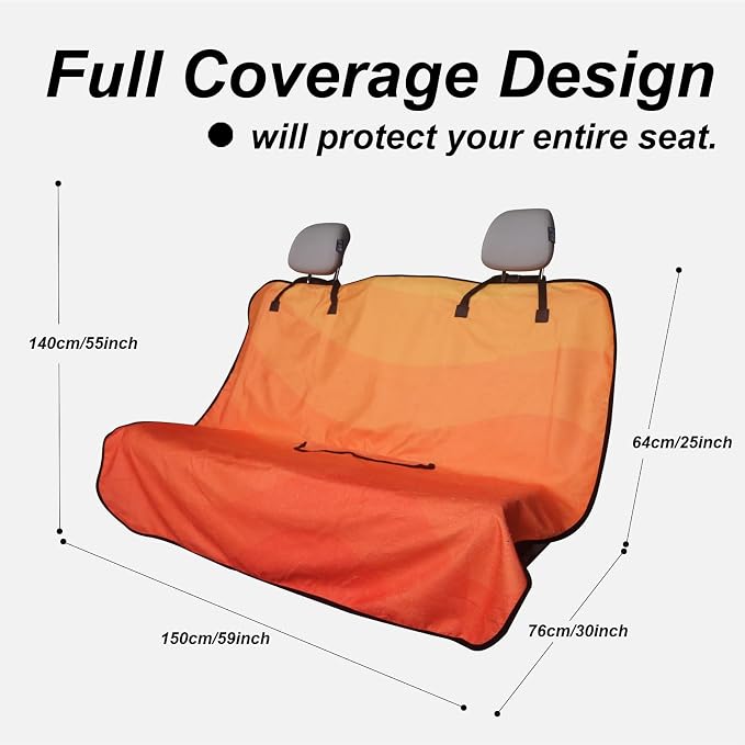 Sweat Towel Car Seat Cover Protector Front Seats for Gym Workout, Running, Swimming, Beach and Hiking, Waterproof Universal Seat Cover for Car, Trucks, Van & SUV (1, Gradient Orange, Rear Seat) - Image 2