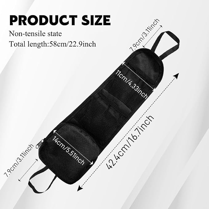 Car Seat Side Organizer, Seat Side Storage Pocket, Multifunctional Mesh Net Pocket, Car Multi-Pockets Backseat Organizer Side Hanging Bag for Storage Coins, Cell Phones, Glasses (Black, 1PCS) - Image 2