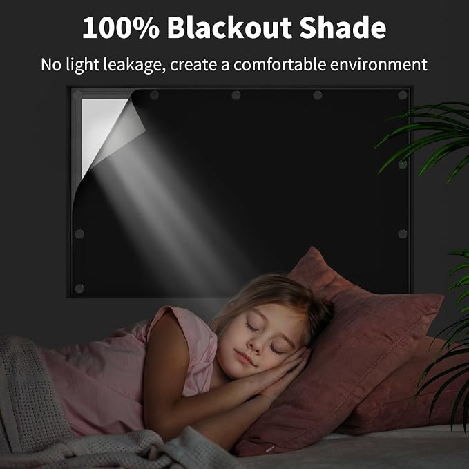 Magnetic Blackout Window Cover, 100% Blackout Shades for Bedroom No Drill Black Out Window Blind Temporary Shades for Nursery Removable Black Out Curtains for RV, Media Room 57x157 inch - Image 3