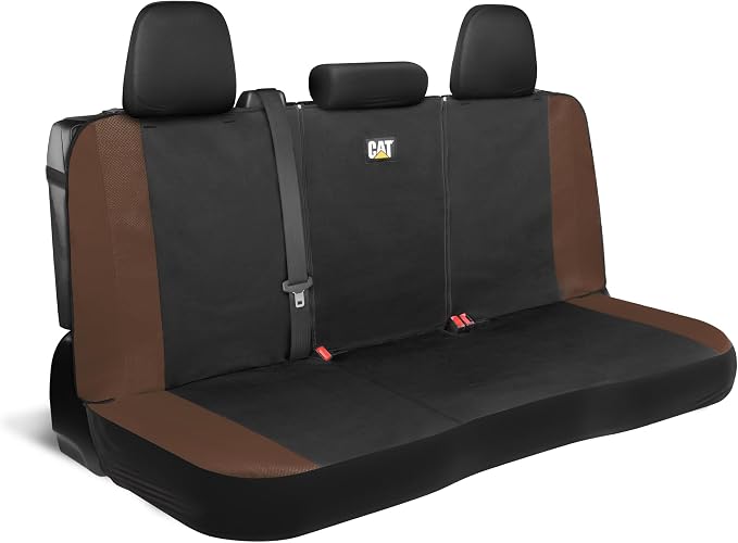 CAT Flexfit Brown Rear Seat Cover for Cars, SUVs & Mid-Size Pickup Trucks - Durable 60/40 Split Rear Bench Seat Protector, Back Seat Cover, Interior Auto Accessory, Not for Full-Size Pickup Trucks - Image 9