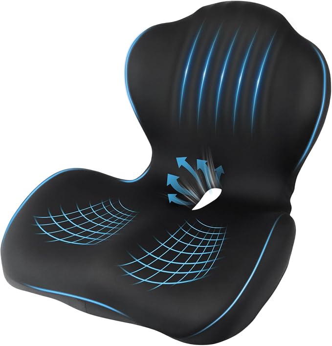 Car Seat Cushion Office Chair Cushion with Lumbar Support Pillow | Ergonomic Seat Cushion for Relieve Sciatica & Tailbone Pain, Ideal for Car Driving Truck Office Chairs Wheelchairs Home Use by Nisuez