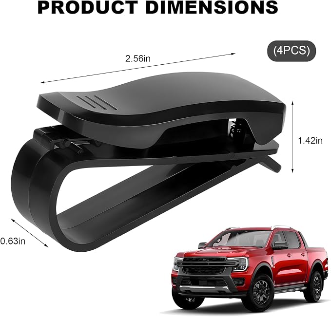 4 PCS Sunglass Holder for Car Sun Visor, Eyeglasses Hanger Mount Visor Organizer with Ticket Card Clip, Universal Glasses Hanger Clip Auto Interior Accessories for Car SUV Truck (4 PCS) - Image 2