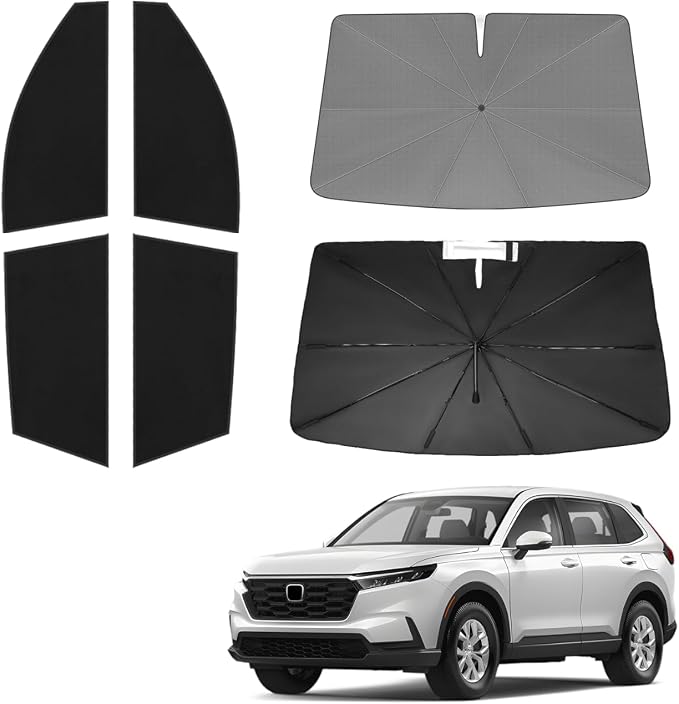 KUST Windshield Sun Shade Umbrella for Honda CR-V 2023 2024 2025 2026 Rear Window Shades 100% UV Protection and Blackout Privacy 5PCS Car Window Covers Accessories by KUST