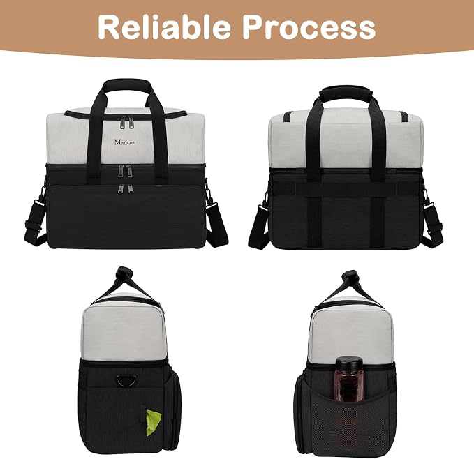Mancro Dual Layers Dog Travel Bag, Dog Mom Gifts, Road Trip Essentials | Pet Travel Bags with 2 Extra Large Food Containers, 2 Collapsible Dog Bowls, Multi-Pockets Tote Organizer for Pet Supplies - Image 8