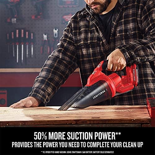 CRAFTSMAN V20 Cordless Hand Vacuum, 45 CFM, 2 Stage Filtration System with Filter, Battery and Charger Included (CMCVH001C1) - Image 4