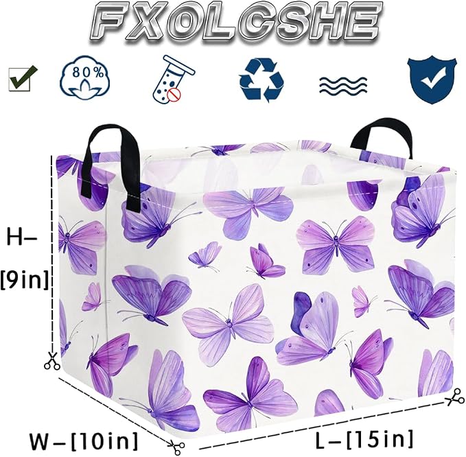 Rectangular Purple butterfly basket,Girls Storage Bin Organizer,Baby Storage Basket,Kids Storage Baskets for kids Bedroom,Gift bin,Butterflies house Decor,Gift baskets(Purple butterfly) - Image 7