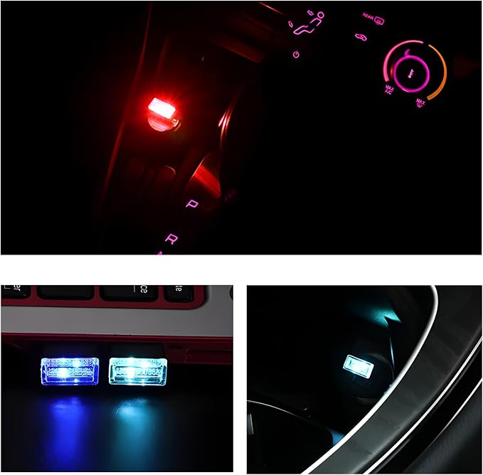 4 PCS USB LED Car Interior Atmosphere Lamp, Mini Night Light Plug-In Trunk Ambient Lighting Kit, Portable USB Interface LED Lamp Interior Decoration for Vehicle Home Office (Red) - Image 5
