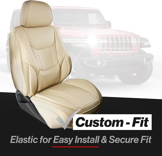 Coverland Custom SUV Car Seat Covers for 2013-2020 Subaru XV | Premium Waterproof Faux Leather Non-Slip Memory Foam Airbag Compatible Custom Fit Interior Protector [Front Seat-Beige] - Image 2
