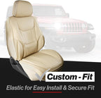 Coverland Custom SUV Car Seat Covers for 2013-2020 Subaru XV | Premium Waterproof Faux Leather Non-Slip Memory Foam Airbag Compatible Custom Fit Interior Protector [Front Seat-Beige] - Image 2