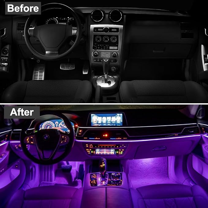 EL Wire Interior Car LED Lights, 16.5FT USB Ambient Lighting Strip, Purple | Neon Glowing Strobing Electroluminescent Wire, 6mm Sewing Edge, Inside Car Lighting Accessories - Image 6
