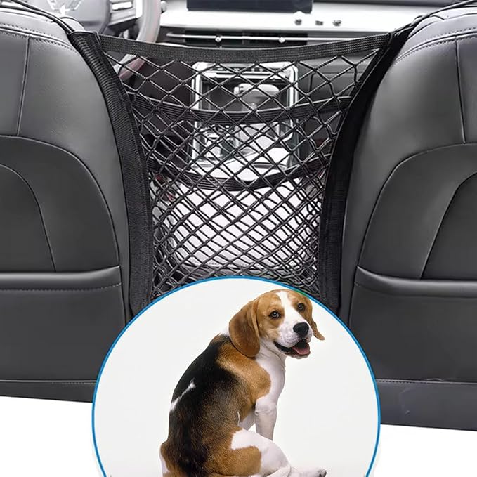 3-Layer Car Mesh Organizer, Dog and Kid Pet Barrier, Seat Back Net Bag Holder, Storage Organizer, Cargo Tissue Handbag Purse Holder, Driver Storage Netting Pouch by LNtech