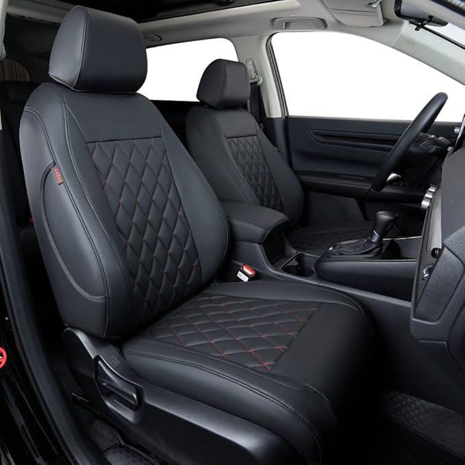 Full Set Car Seat Covers for Honda Odyssey 2011-2017,7-Seater,Faux Leather | for LX Only,2nd Row Captain Seats,Luxury Waterproof Seat Protector,Fit Like A Glove(Black-Diamond) by Coverdream
