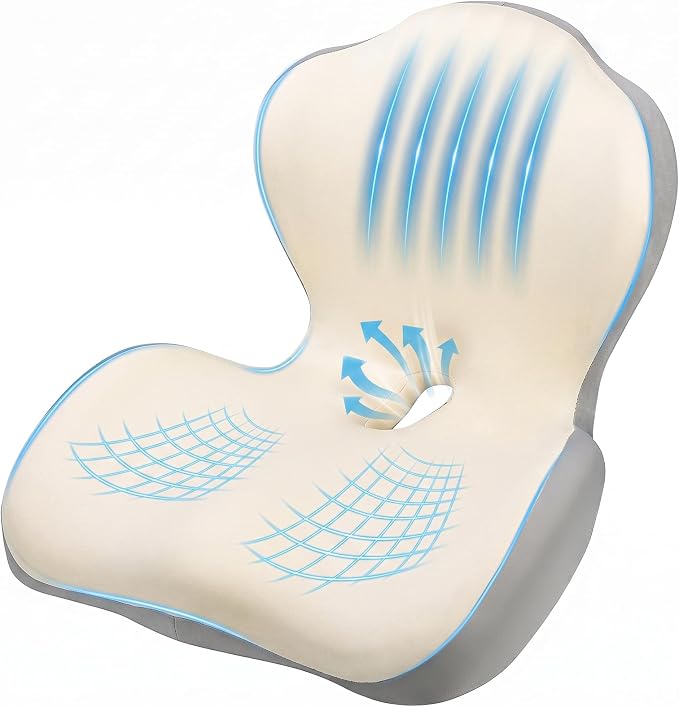 Car Seat Cushion Office Chair Cushion with Lumbar Support Pillow | Ergonomic Seat Cushion for Relieve Sciatica & Tailbone Pain, Ideal for Car Driving Truck Office Chairs Wheelchairs Home Use by Nisuez
