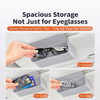 Magnetic Car Sunglasses Holder - Beige Nappa Visor Glasses Case | One-Handed Eyeglass Clip for Large Frames heat-resistant storage for aviators & cards,damage-free,vanity mirror friendly - Image 3