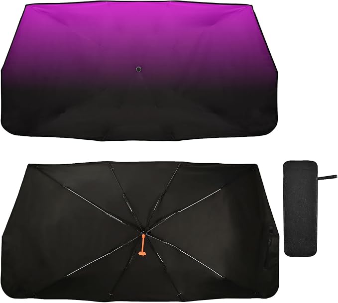 Pink Black Car Sun Shade Windshield Car Umbrella Foldable Uv Ray Reflector Front Window Sun Shade Visor Shield Cover by Wudan