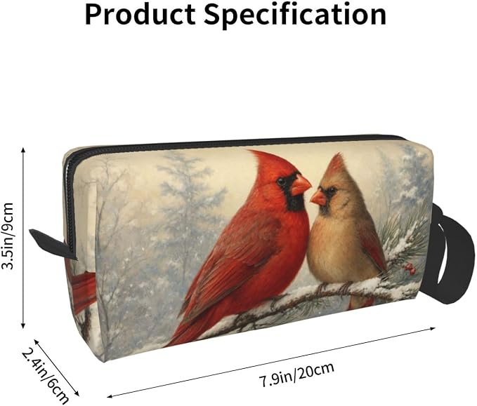 Cardinal Pair on Snowy Pine Makeup Bag for Women, Cosmetic Pouch | Double-Sided Winter Cardinal Cosmetic Organizer with Foam Padding for Women, Travel, Gym, School, and Daily Storage - Image 3