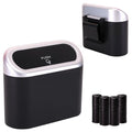 Ginsco Mini Car Trash Can with Lid, Small Car Garbage Can, Cute Leakproof ABS Car Trash Bin, Car Accessories for Interior, Garbage Bin for Car, Home, Office with 60pcs Trash Bags Black/Silver by Ginsco