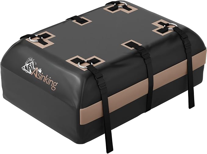 Car Rooftop Cargo Carrier Bag, 15 Cubic Feet Waterproof Roof Cargo Bag for Sedan SUV Minivan, Fit Vehicles with/Without Roof Rack, Sidebars & Crossbars - Max Size 44" L x34 W x17 H by Asinking
