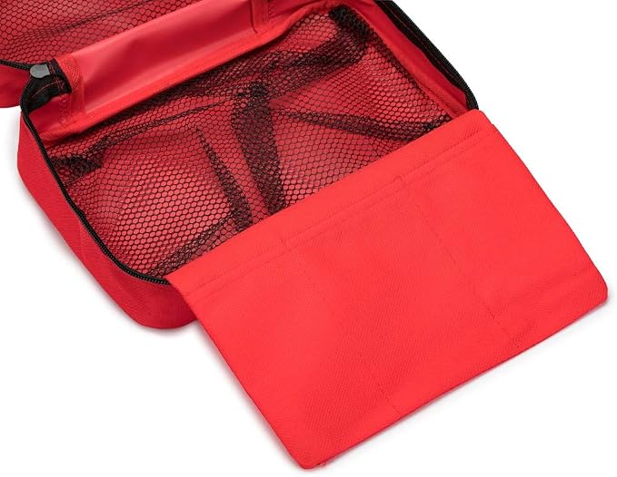 Red First Aid Bag Empty Travel Rescue Pouch First Responder Storage Medicine Emergency Bag for Car Home Office Kitchen Sport Outdoors (Red with Folders) - Image 5