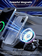 for Magsafe Car Mount Charger 15W LED RGB Car Phone Holder for Dash Vent | HandsFree Magnetic Wireless Car Charger Car Mount Fast Car Charger for iPhone 17 16 15/14/13/12 Series Purple - Image 6