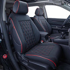 EKR Car Seat Covers for Honda HRV 2023-2027,Leatherette Full Set | Custom Fit for Honda HRV EX-L 2023-2027 Glove-Like Fit,Airbag Compatible,Easy Clean,Faux Leather(Black with Red Piping) by EKR