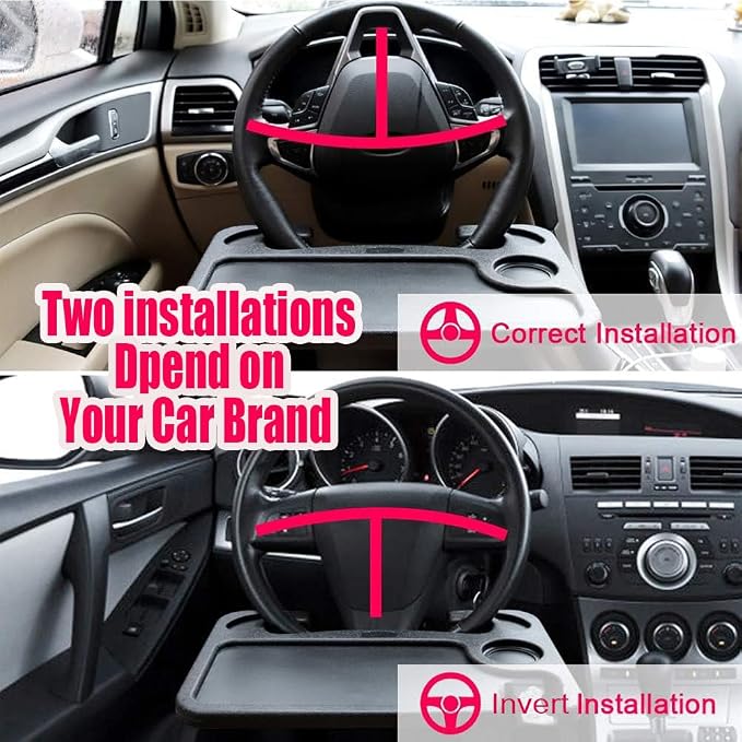 XINDELL Steering Wheel Tray - Food Tray for Eating & Laptop Holder Vehicle Travel Accessories, Front Seat Desk Car Organizer, Compatible with Honda, Jeep, Nissan, Ford, Truck & Van Interiors - Image 6