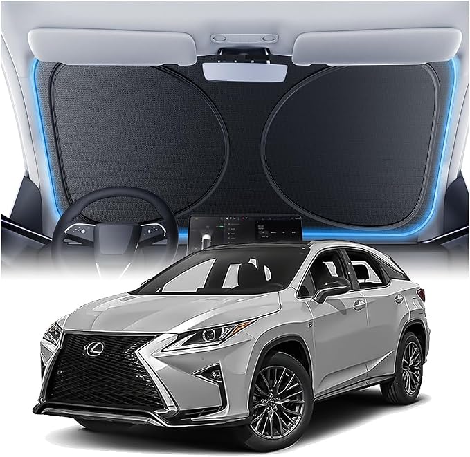 Windshield Sun Shade for Lexus RX300/330/350/350h/400h/450h/500h 2000-2026, Custom Fit Sunshade, 100% UV Block & Heat Insulation, Foldable Car Sunshade with Storage Bag by Amadaw